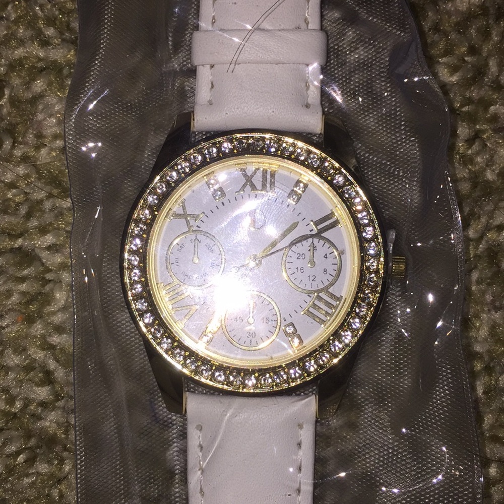 NWT white and gold diamond watch
